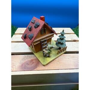 Vtg Toycraft CairoNY Wooden Alpine Chalet Coin Bank Figurine Catskills